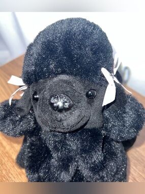 Black Plush Poodle Purse Pink Bow Faux Fur Mini Bag Y2K Coquette Cute